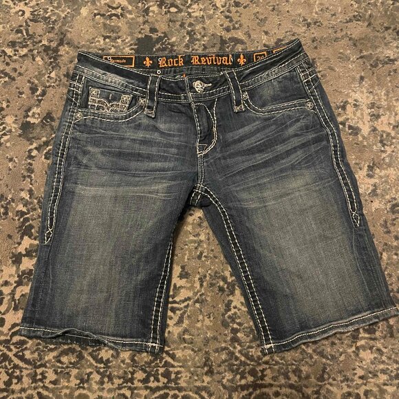 Size 28 Rock Revival Bermuda Sherry Jean knee length Shorts - Picture 1 of 14